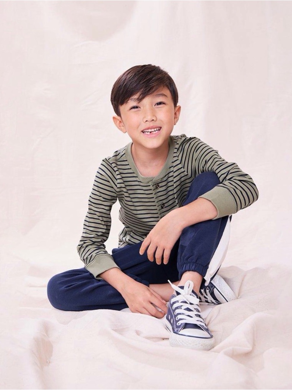 Hope & Henry Striped Long Sleeve Henley Boys LG